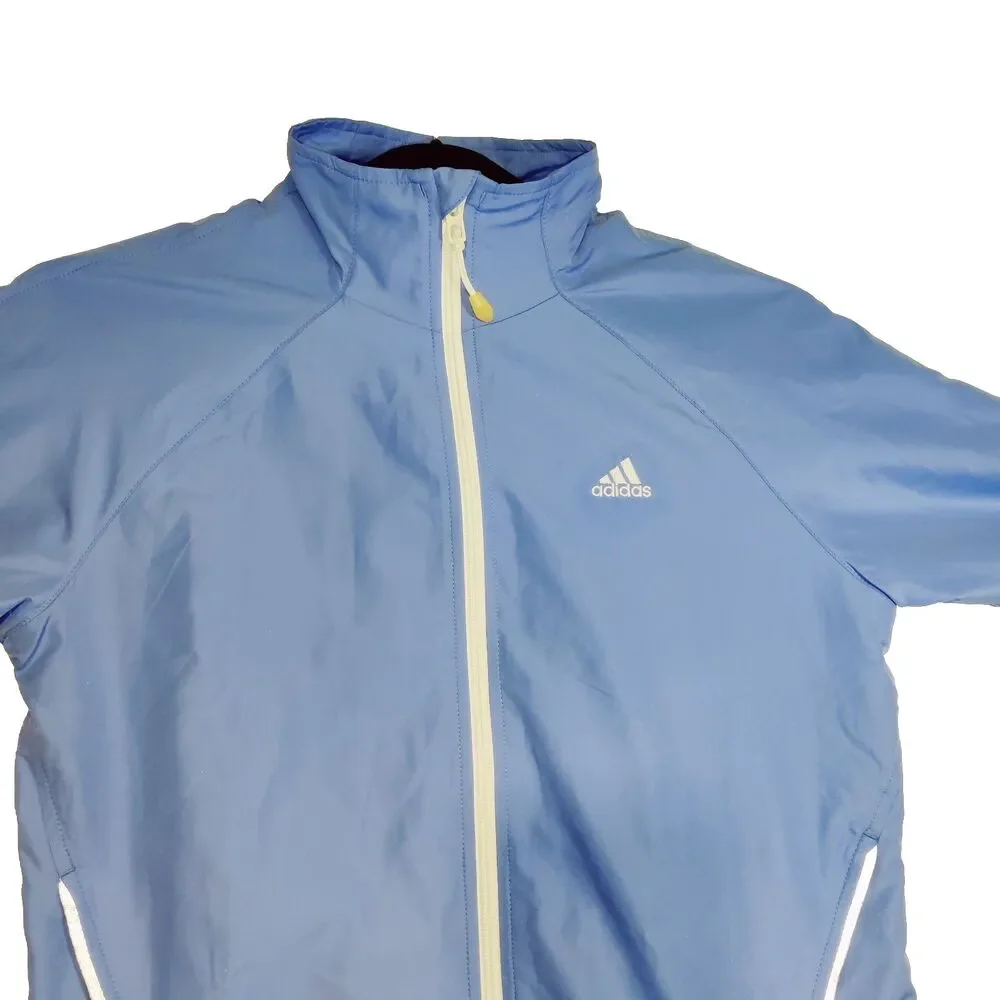 Vintage Y2K Adidas Women's Windbreaker Zip Up Light Weight Blue Size:M